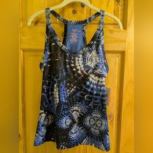Danskin Blue and Black Sleeveless V neck line Yoga Tank Top Size Medium. 8-10